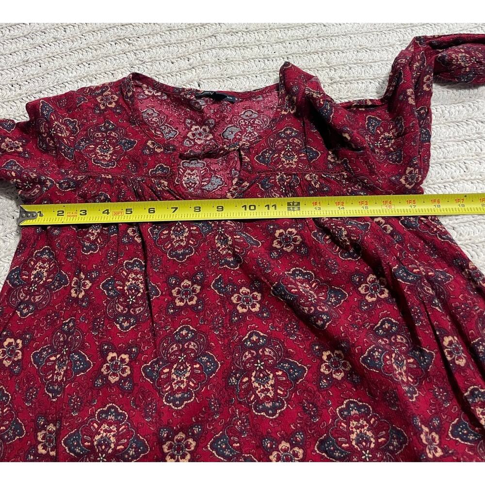 American Eagle Tunic Long Sleeve Boho Mini Dress or Blouse Top Womens Small Red - Picture 5 of 11
